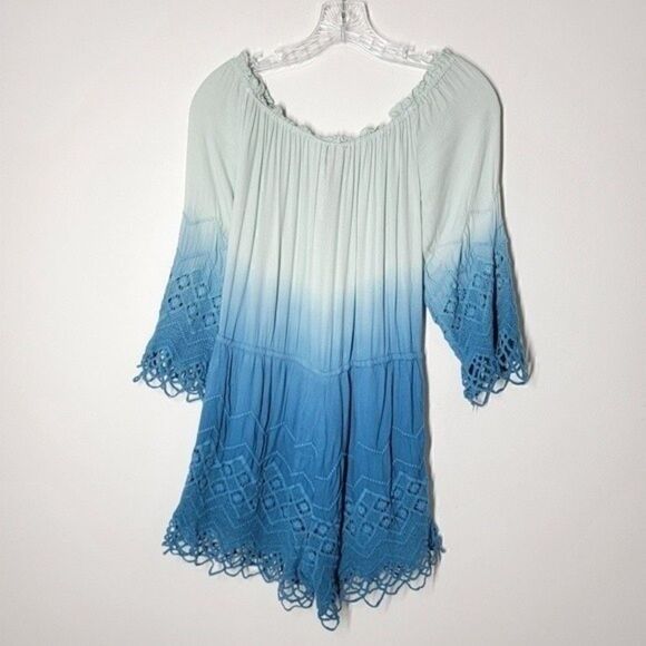 YOUNG FABULOUS & BROKE Blue Sloan Ombré Off-the-shoulder Short Jumpsuit Size S - Picture 10 of 10